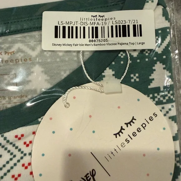 Little Sleepies Green and Red Holiday Pajama Set Disney - Picture 3 of 3